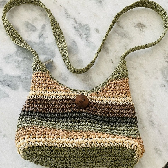 Sun N’ Sand Handbags - SUN N’ Sand Vintage crochet purse. Seafoam, Cream, tan Button close,Two pockets.